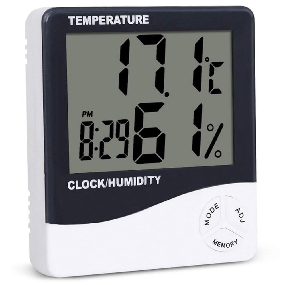 Termometru si Higrometru cu Ceas Digital de Camera si Alarma, Afiseaza Temperatura, Umiditatea si Ora