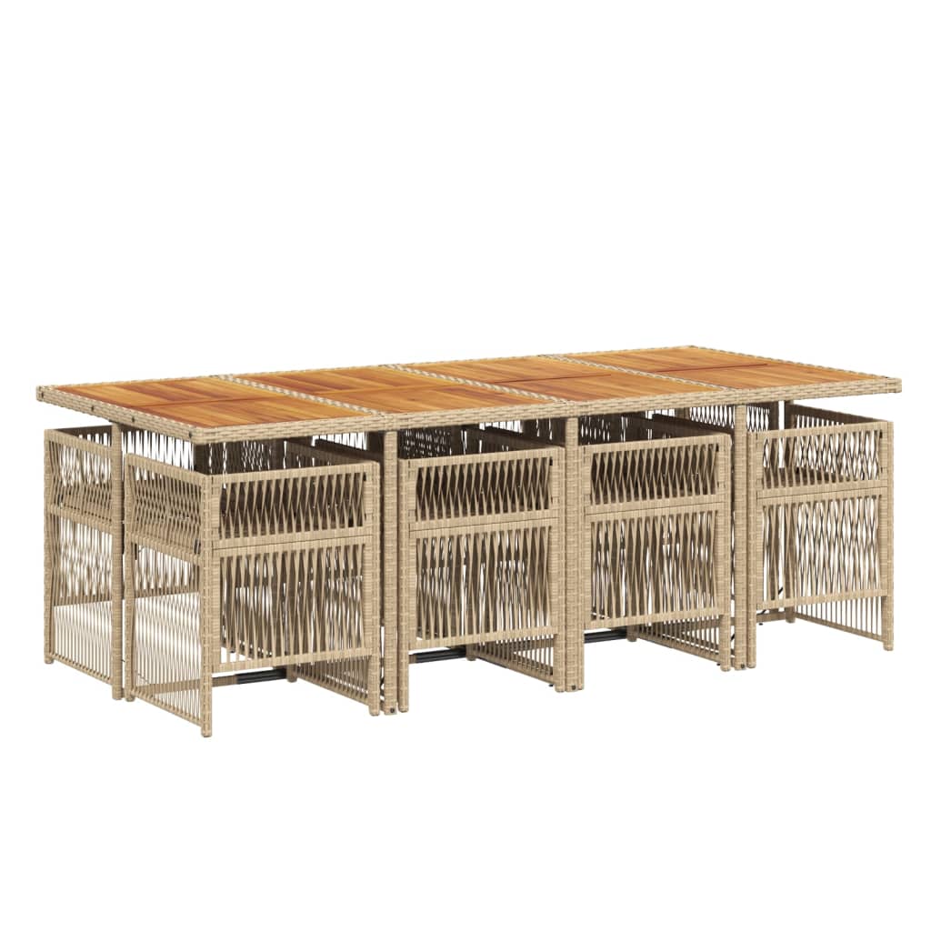 Set de masă pentru grădină, 9 piese, cu perne, bej, poliratan GartenMobel Dekor