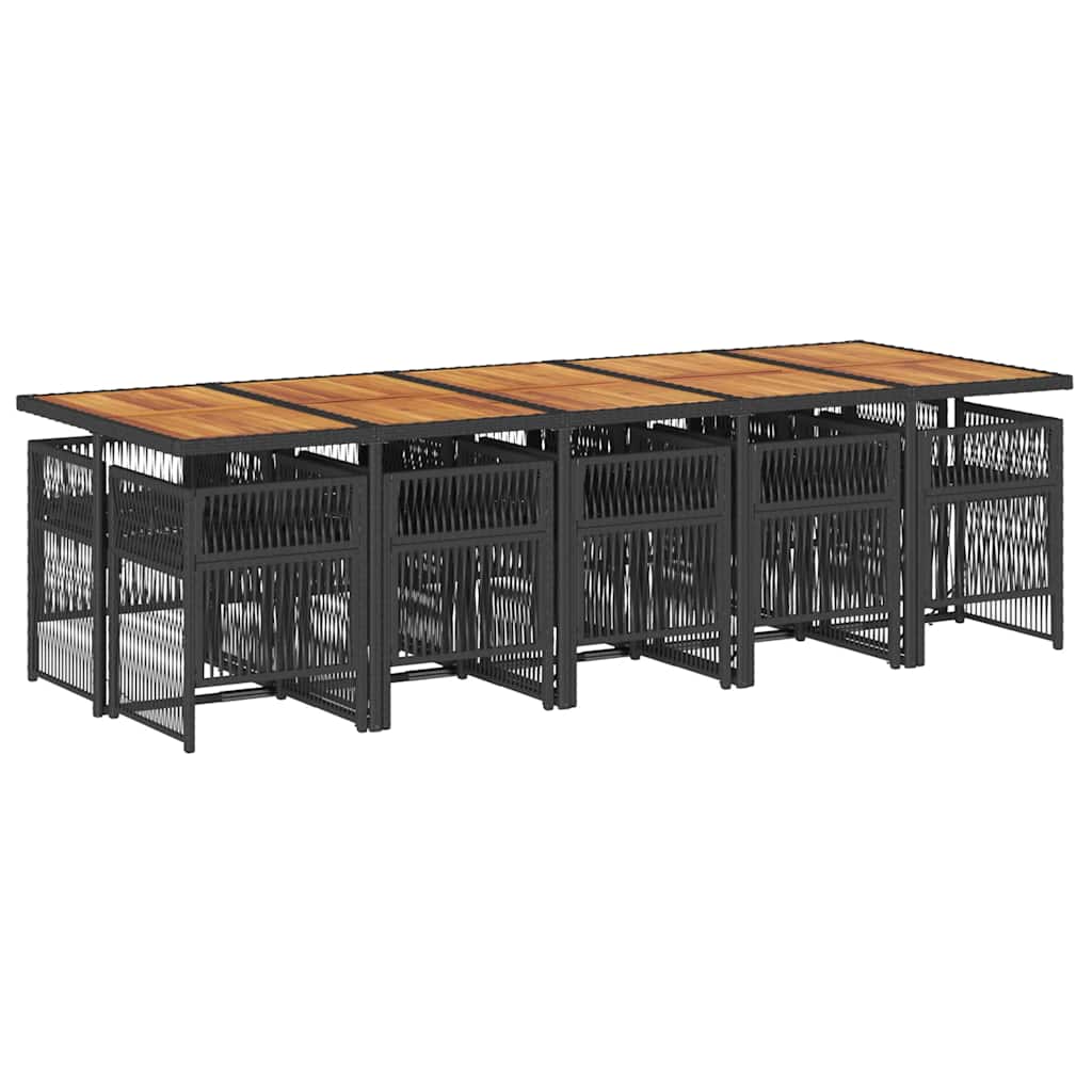 Set mobilier de exterior cu perne, 11 piese, negru, poliratan GartenMobel Dekor