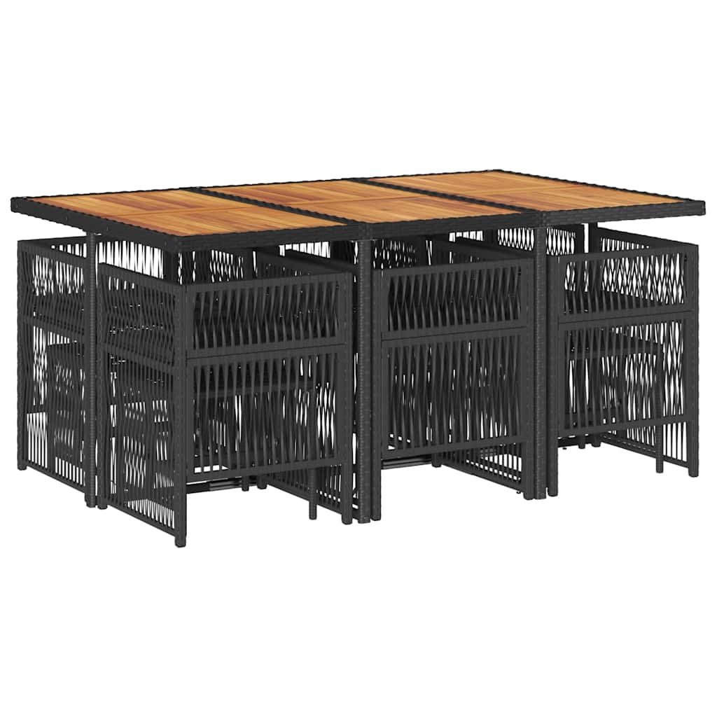 Set mobilier de exterior cu perne, 11 piese, negru, poliratan GartenMobel Dekor