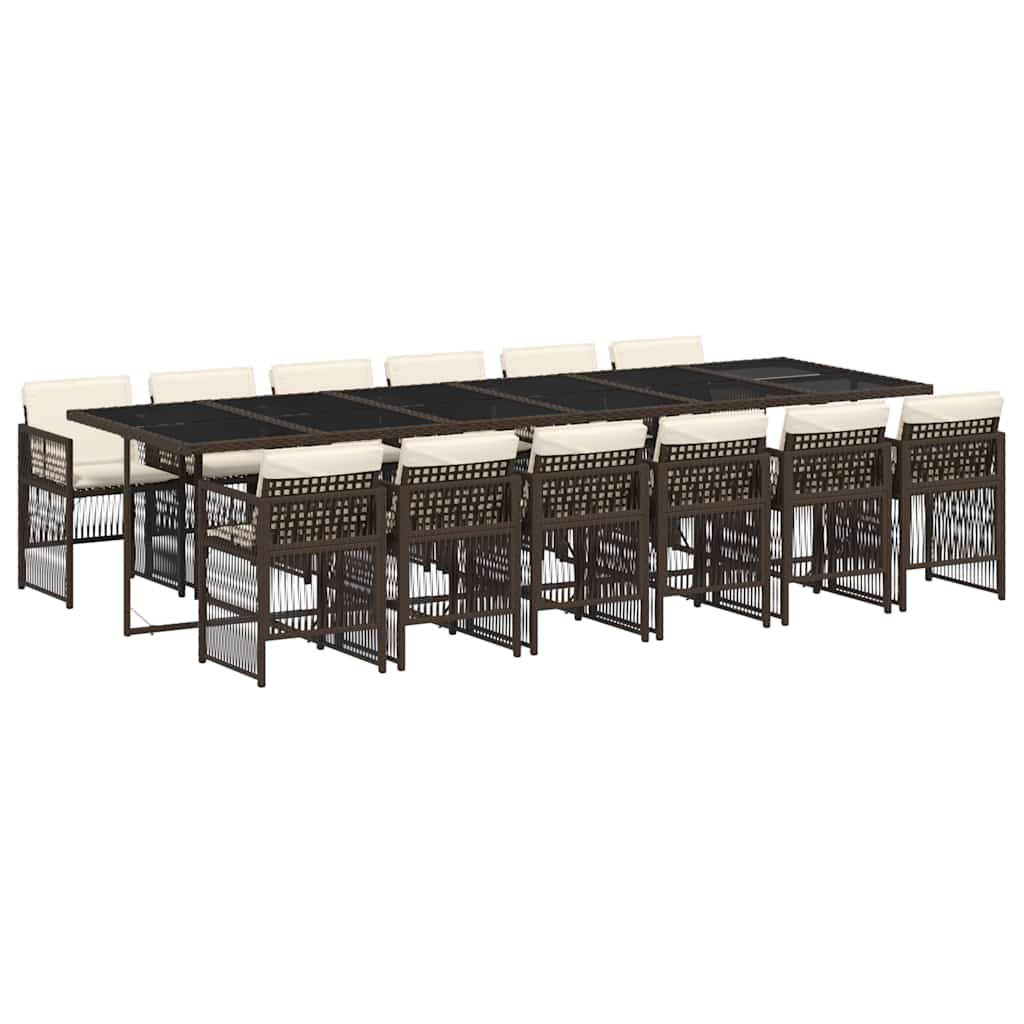 Set mobilier de grădină, 13 piese, maro, cu perne, poliratan GartenMobel Dekor