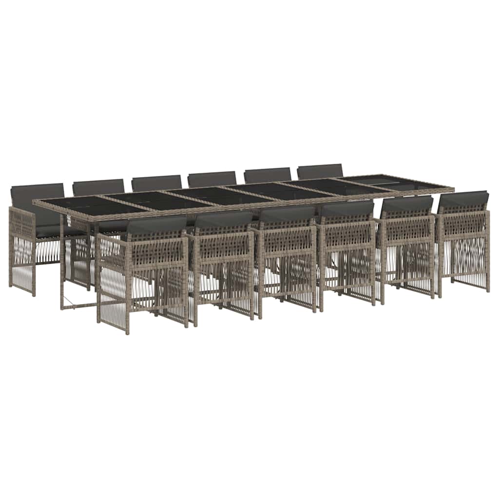 Set mobilier de grădină cu perne, 13 piese, gri, poliratan GartenMobel Dekor