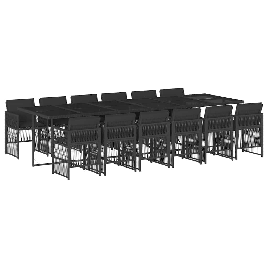 Set mobilier de grădină cu perne, 13 piese, negru, poliratan GartenMobel Dekor