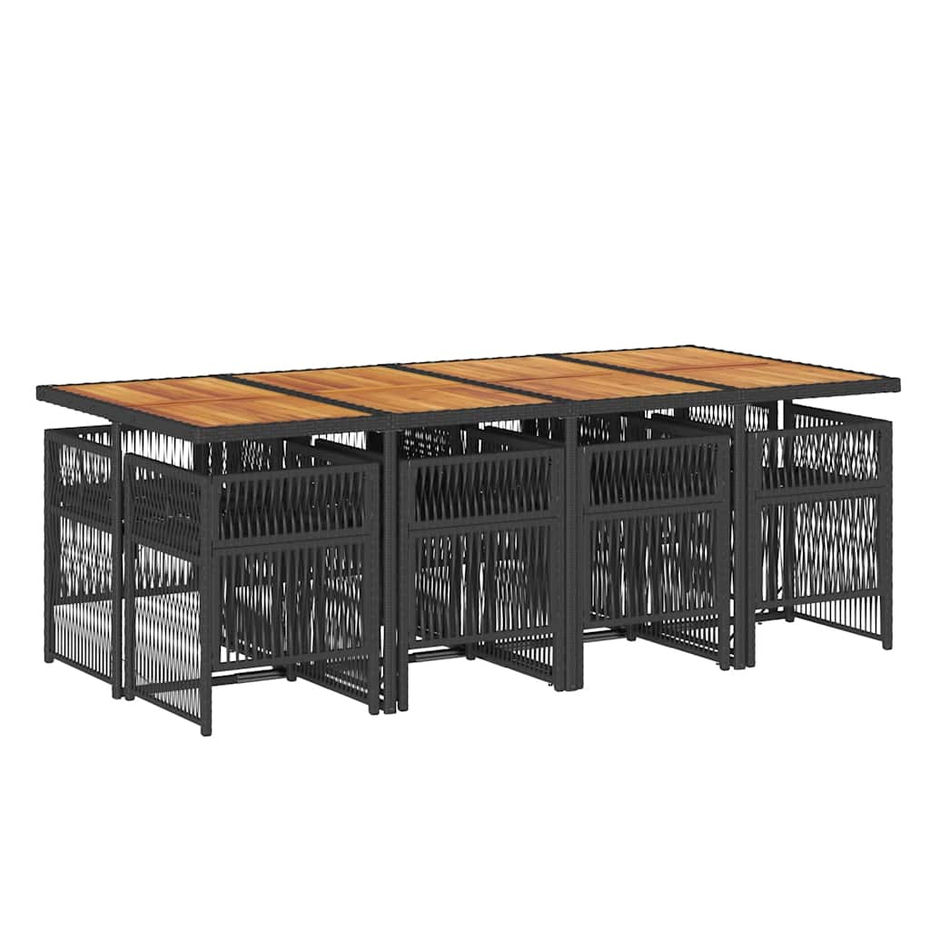 Set mobilier de grădină cu perne, 9 piese, negru, poliratan GartenMobel Dekor