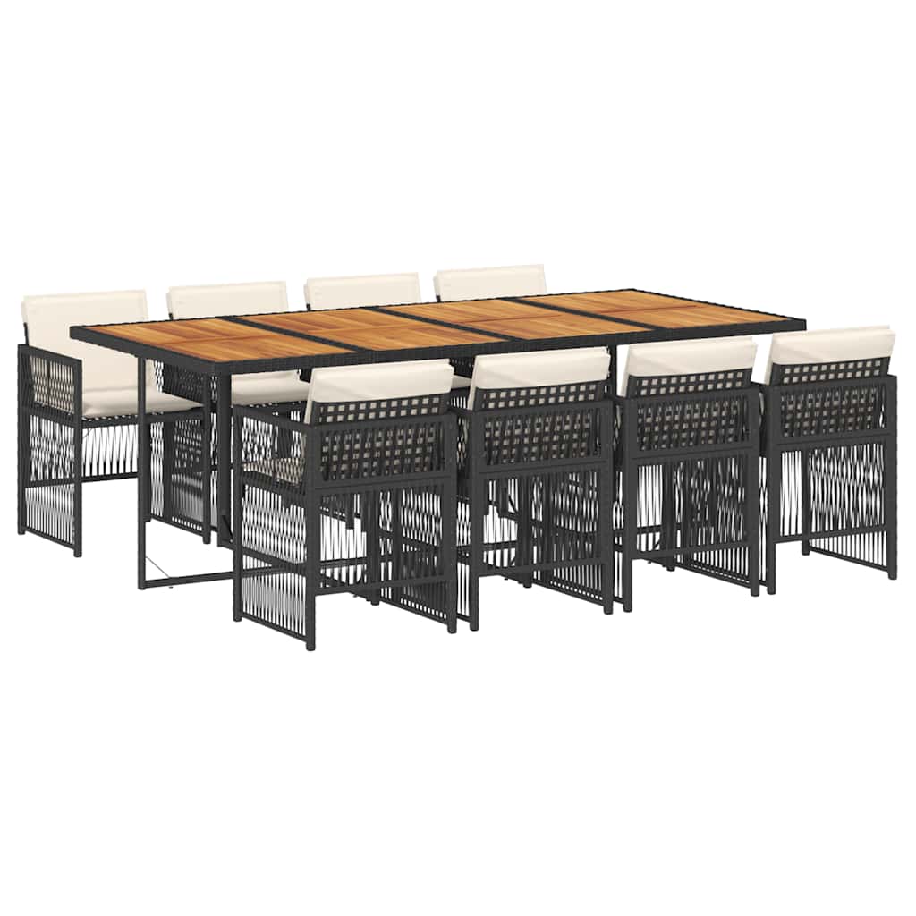 Set mobilier de grădină cu perne, 9 piese, negru, poliratan GartenMobel Dekor