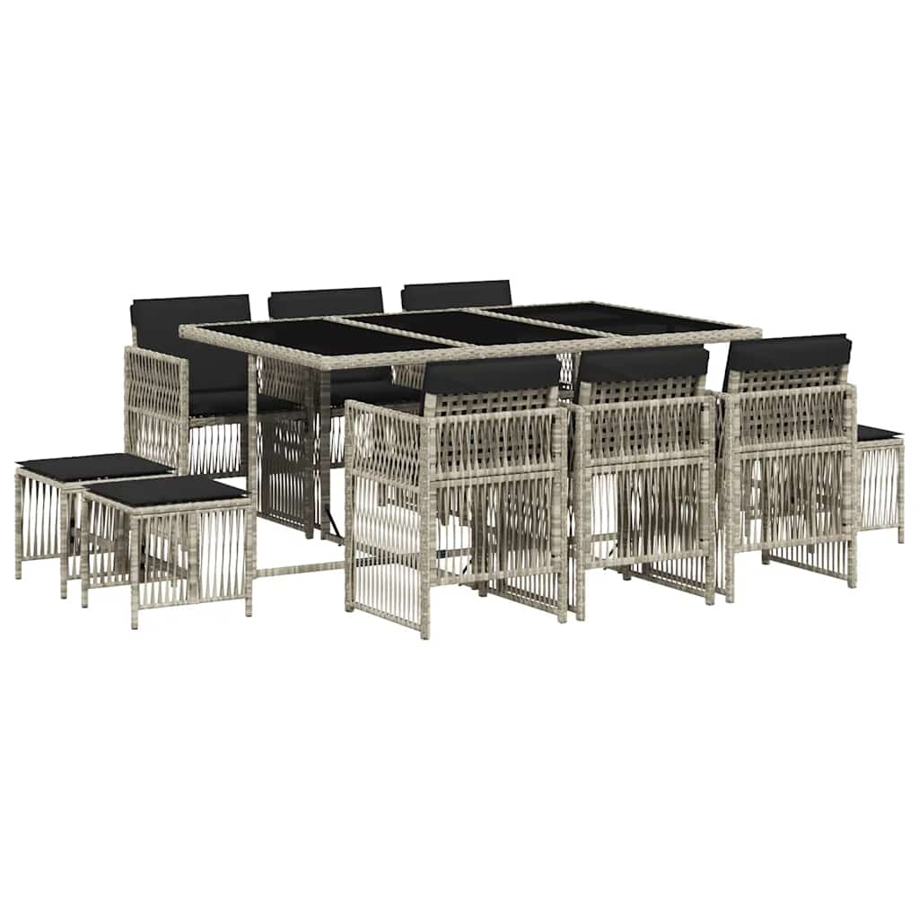 Set mobilier de grădină cu perne 11 piese gri deschis poliratan GartenMobel Dekor