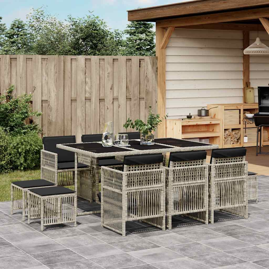 Set mobilier de grădină cu perne 11 piese gri deschis poliratan GartenMobel Dekor