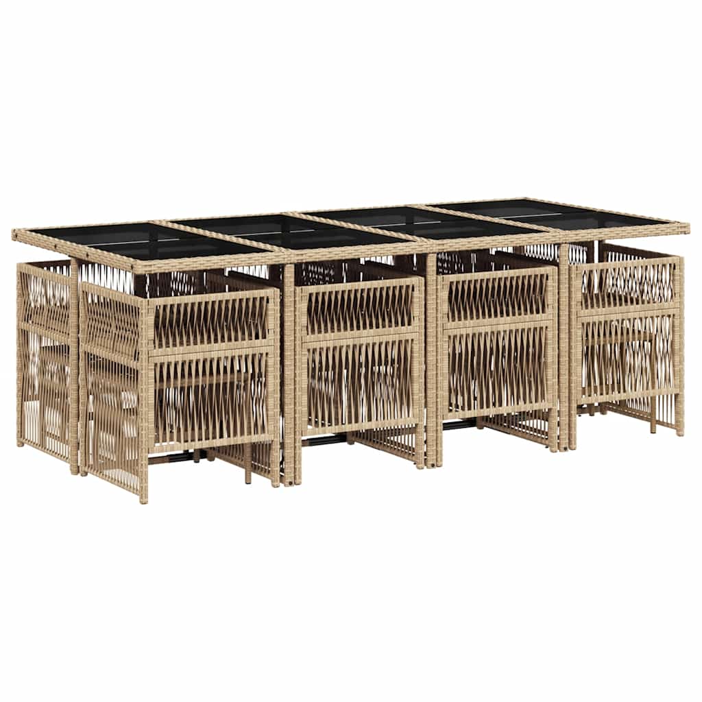 Set mobilier de grădină cu perne, 13 piese, bej, poliratan GartenMobel Dekor