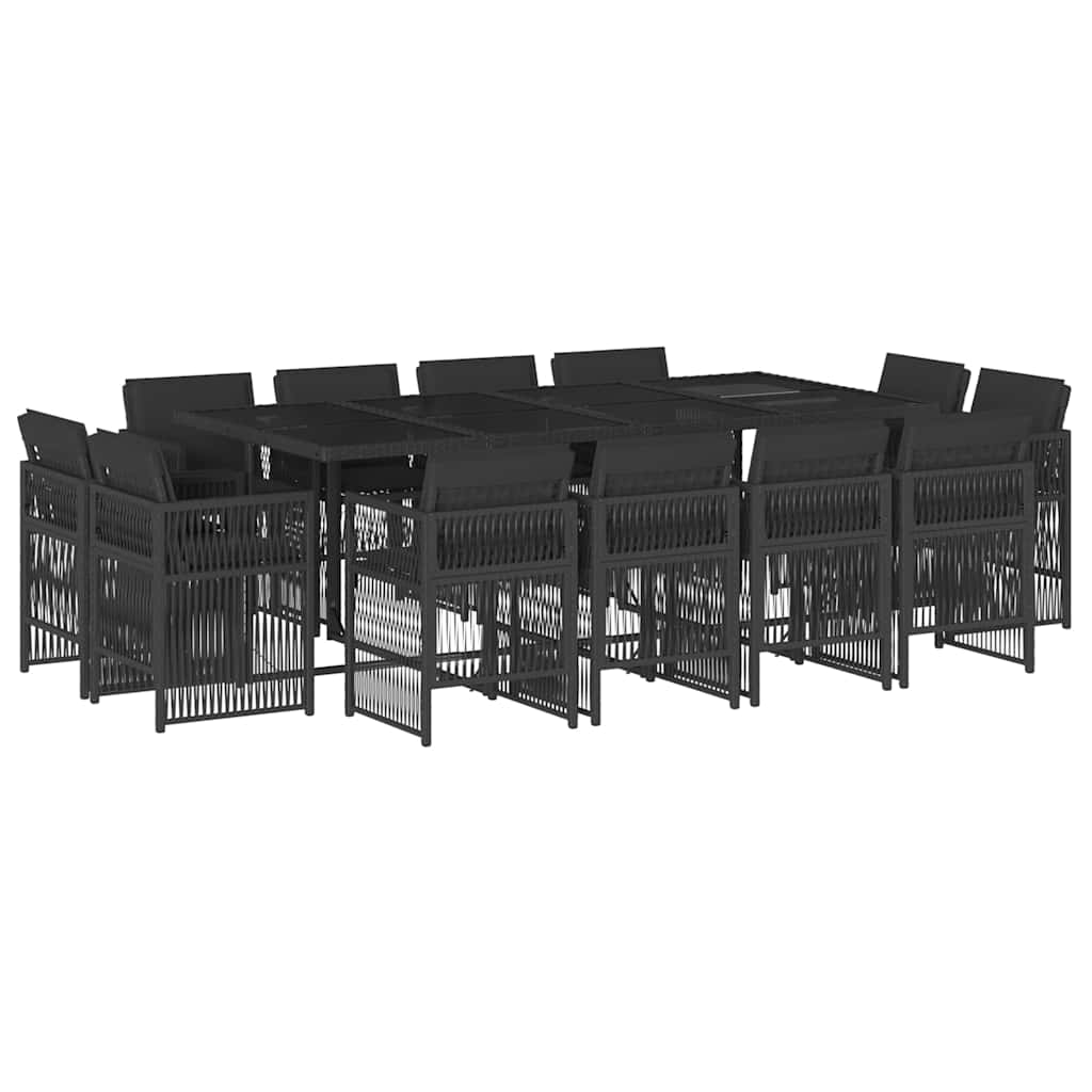 Set mobilier de grădină cu perne, 13 piese, negru, poliratan GartenMobel Dekor