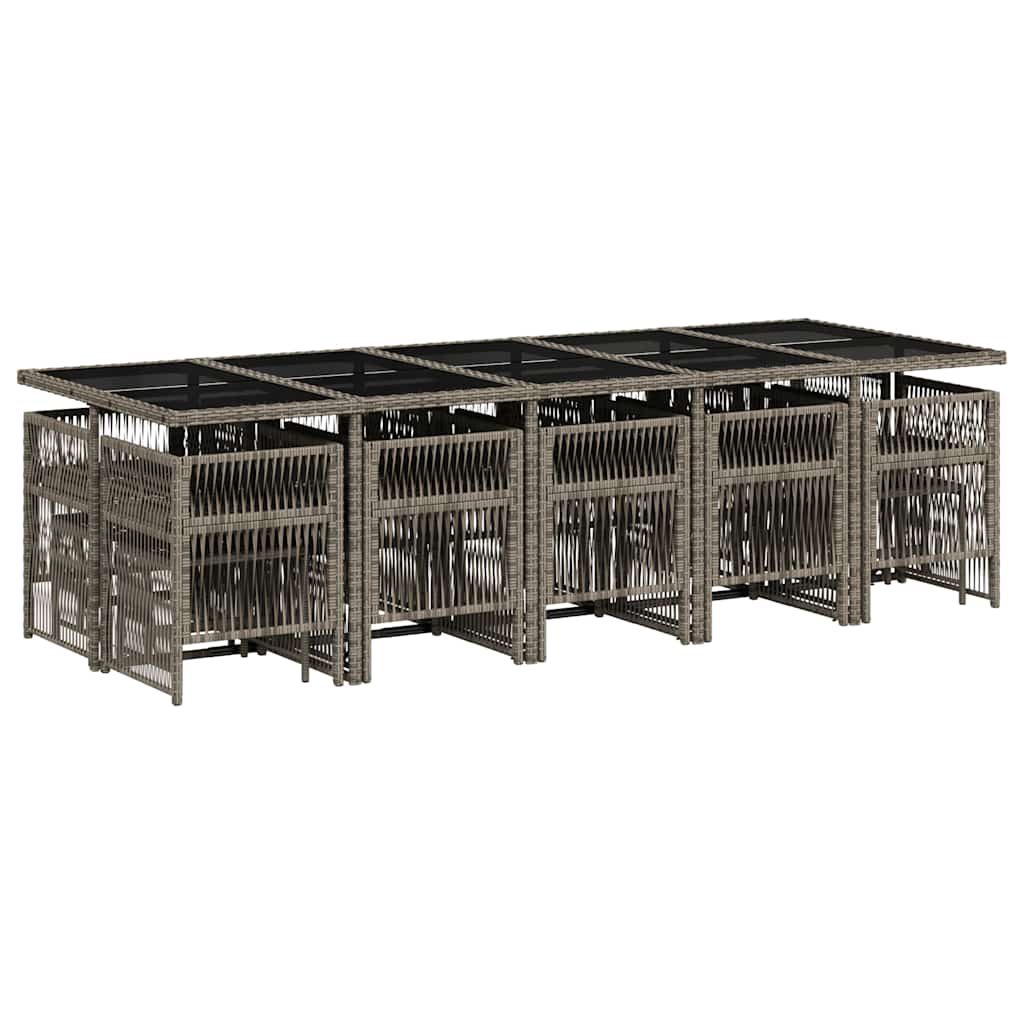 Set mobilier de grădină cu perne, 15 piese, gri, poliratan GartenMobel Dekor