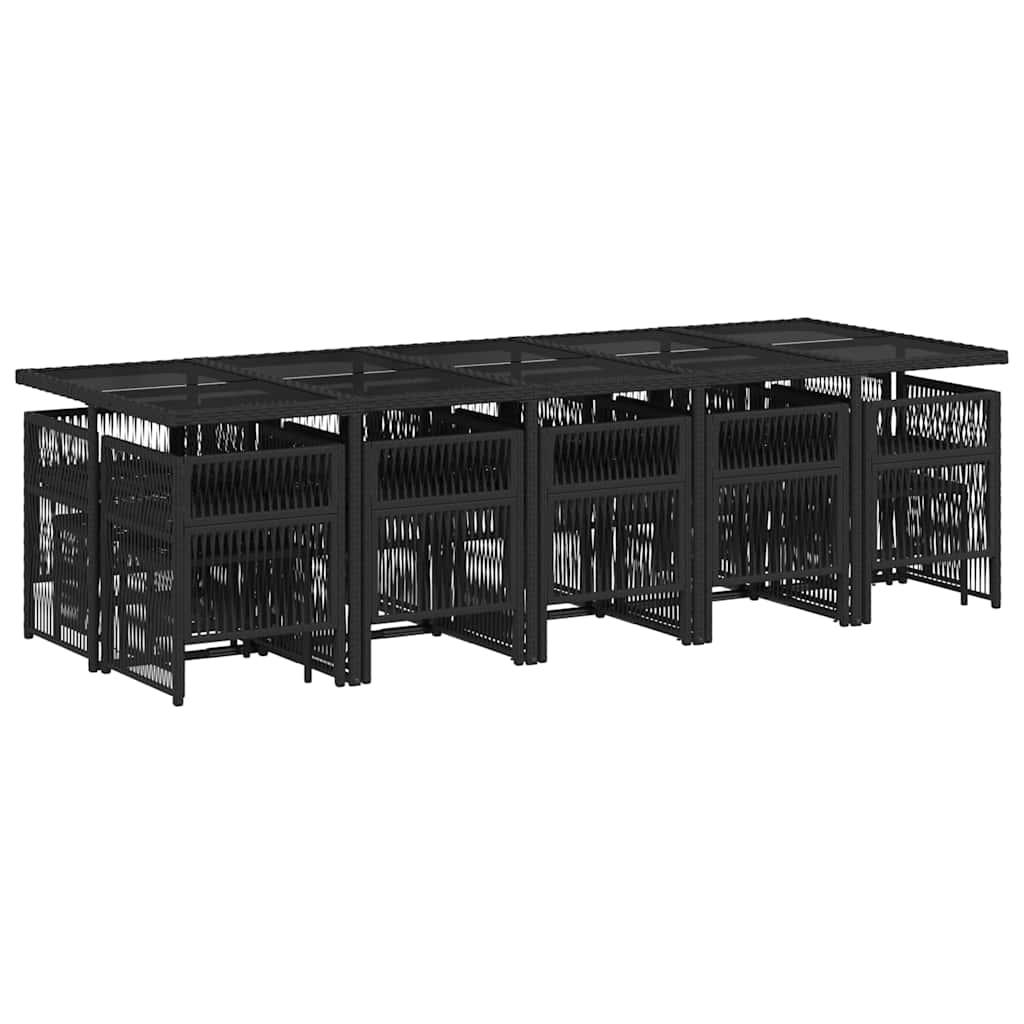 Set mobilier de grădină cu perne, 15 piese, negru, poliratan GartenMobel Dekor