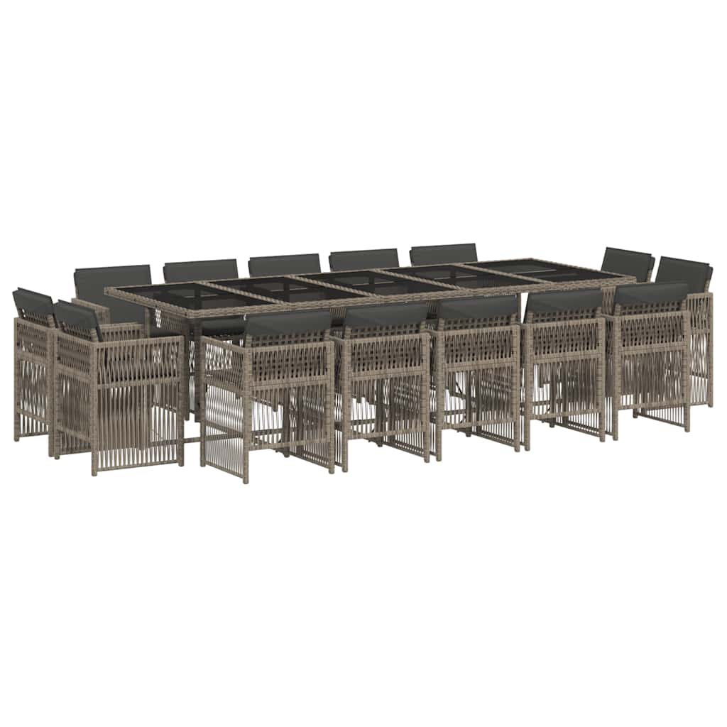 Set mobilier de grădină cu perne, 15 piese, gri, poliratan GartenMobel Dekor