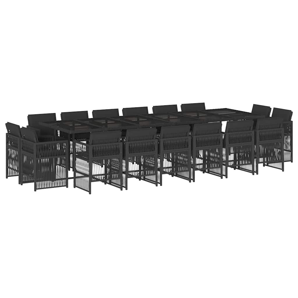 Set mobilier de grădină cu perne, 17 piese, negru, poliratan GartenMobel Dekor