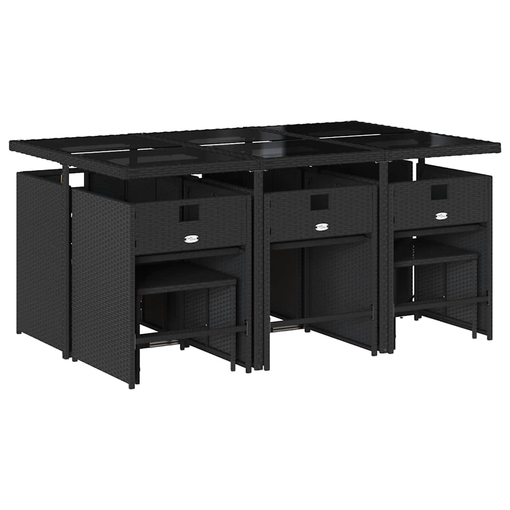 Set mobilier de exterior cu perne, 11 piese, negru, poliratan GartenMobel Dekor