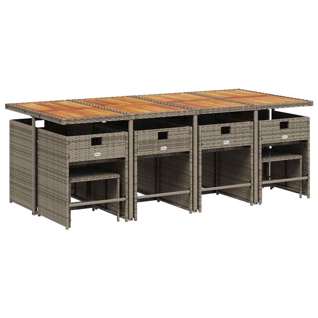 Set mobilier de grădină cu perne, 13 piese, gri, poliratan GartenMobel Dekor