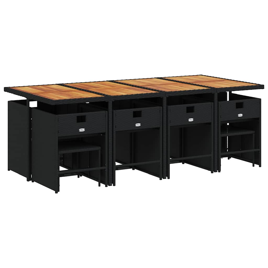 Set mobilier de grădină cu perne, 13 piese, negru, poliratan GartenMobel Dekor