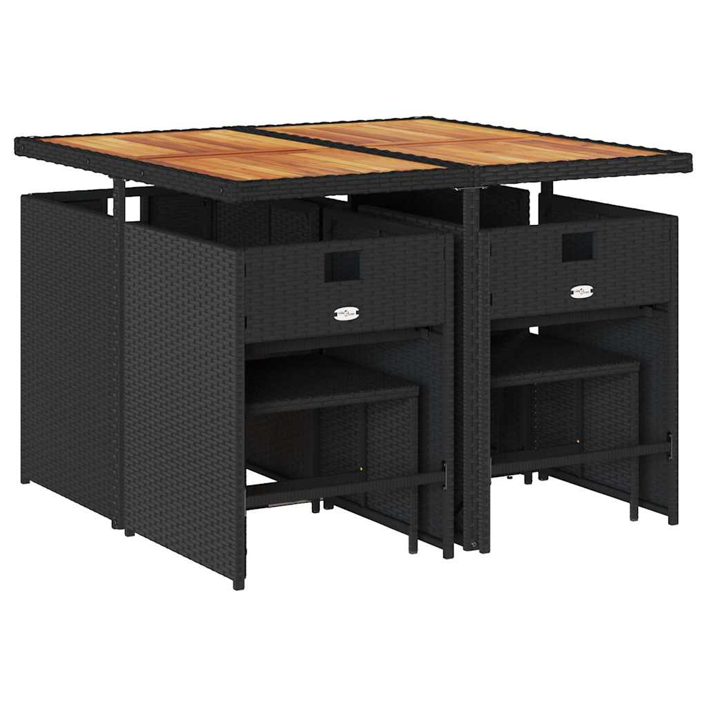 Set mobilier de grădină cu perne, 9 piese, negru, poliratan GartenMobel Dekor