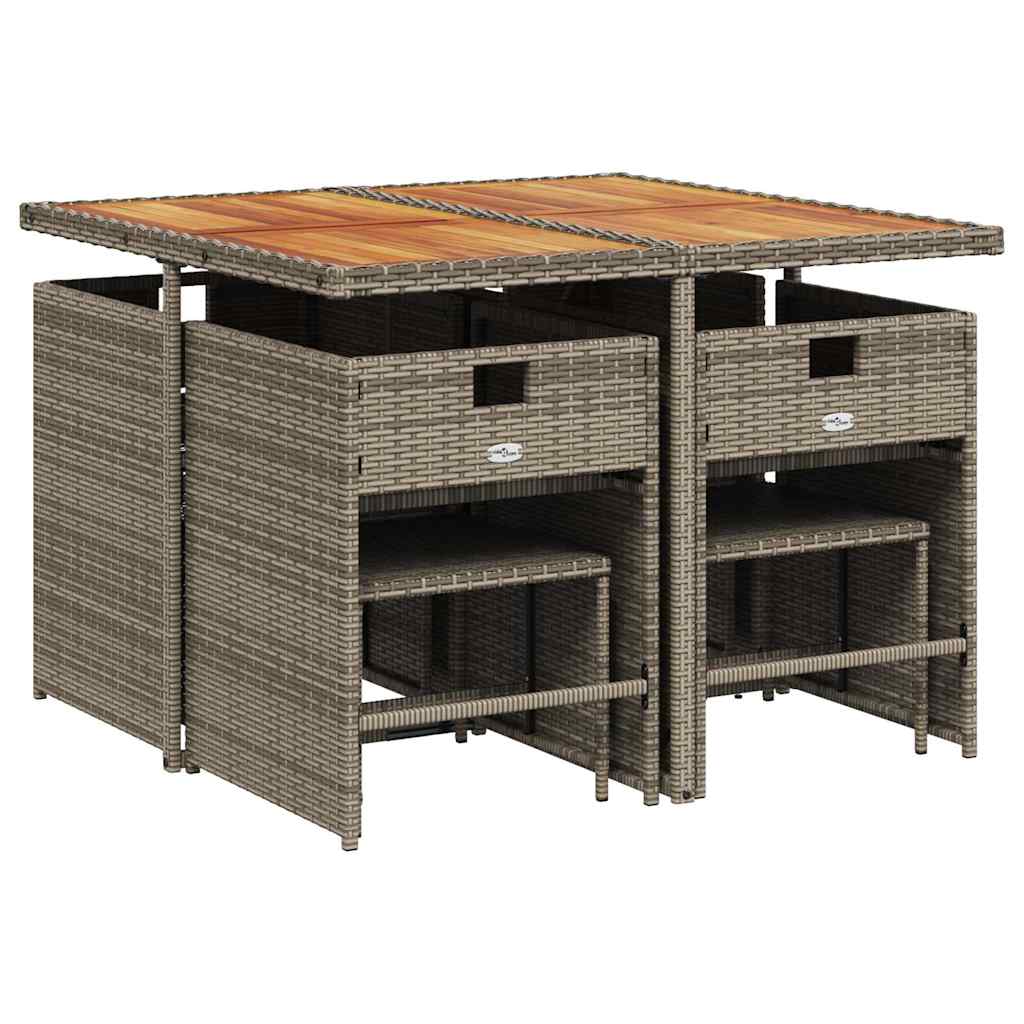 Set mobilier grădină cu perne, 9 piese, gri, poliratan GartenMobel Dekor