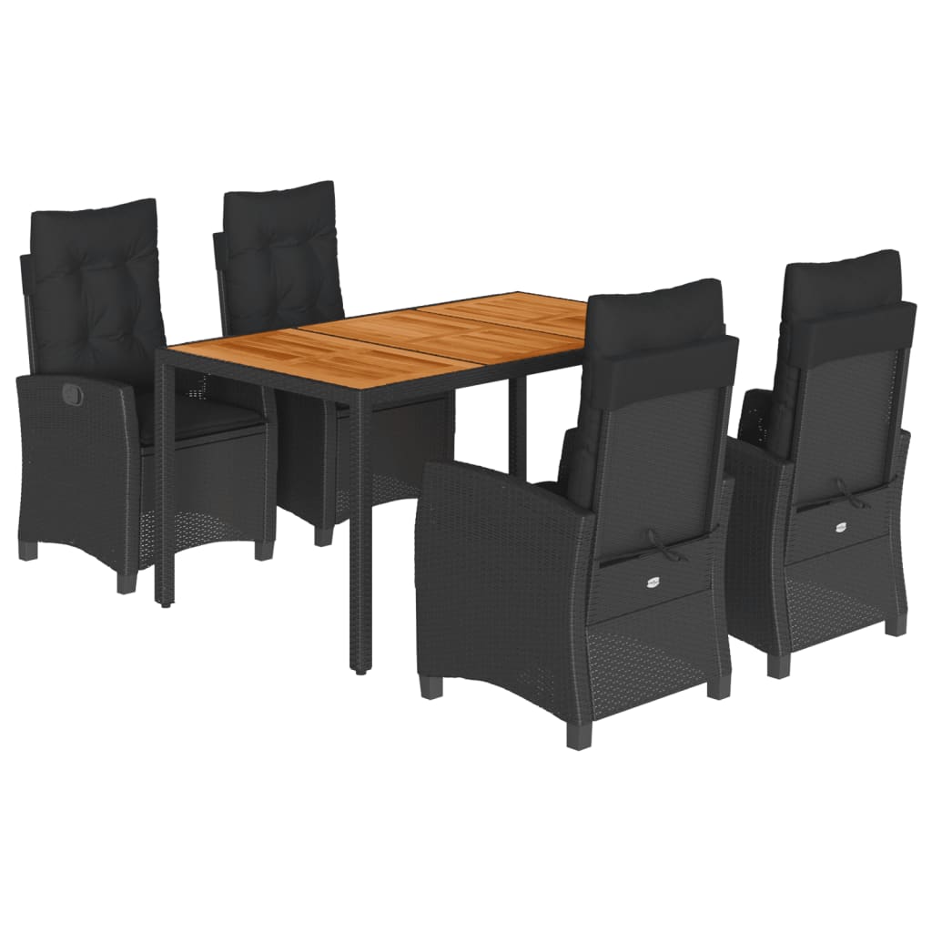 Set mobilier de grădină cu perne, 5 piese, negru, poliratan GartenMobel Dekor