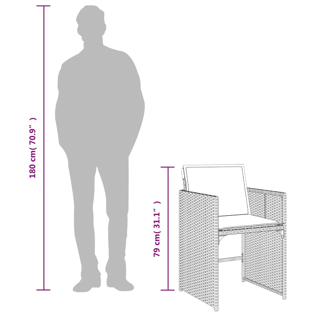 Set mobilier de grădină cu perne, 9 piese, negru, poliratan GartenMobel Dekor