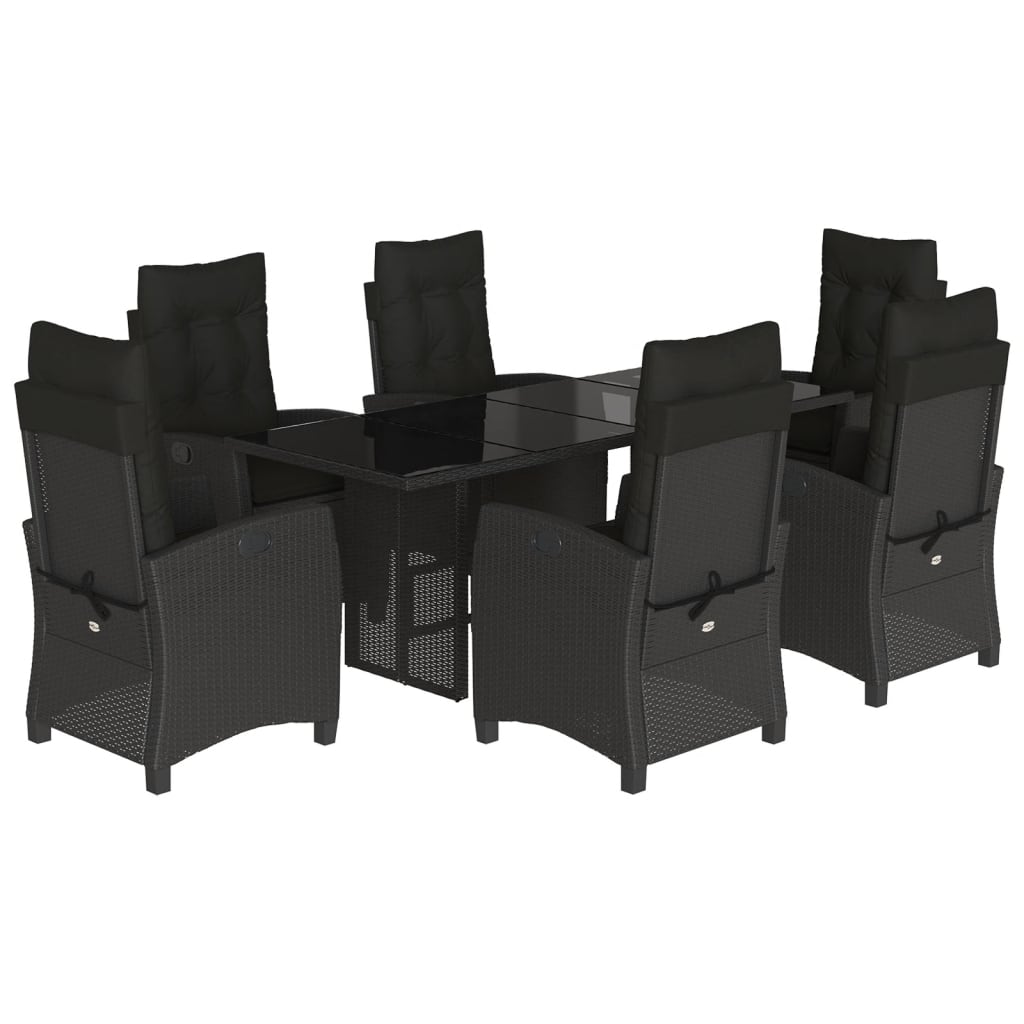 Set mobilier de grădină cu perne, 7 piese, negru, poliratan GartenMobel Dekor