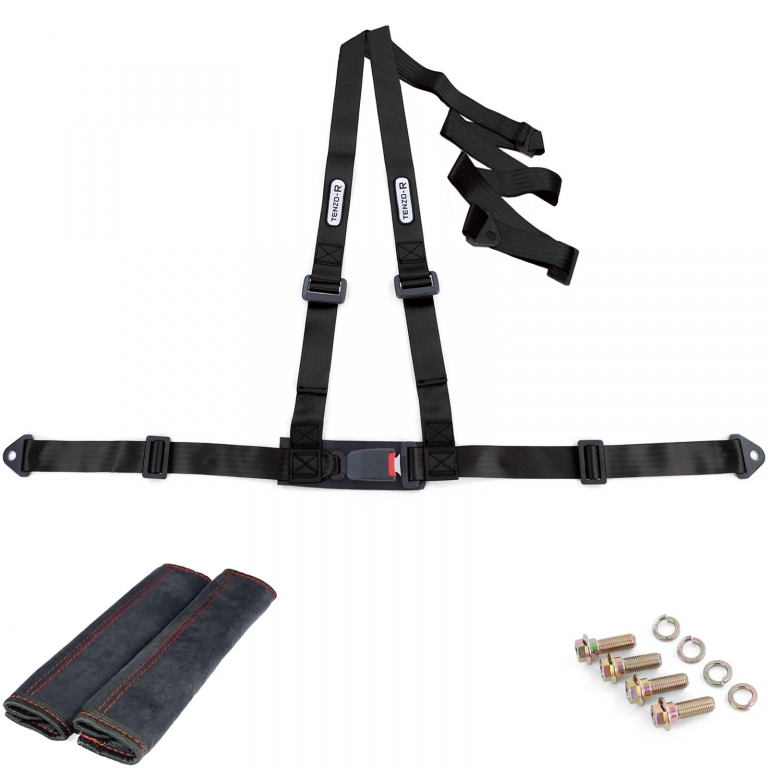 Centura de siguranță Tenzo-R Sport cu prindere în 3 puncte și pernă pentru centură, set negru Performance AutoTuning