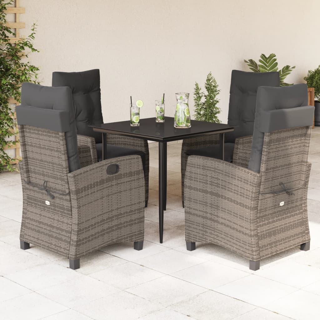 Set mobilier de grădină cu perne, 5 piese, gri, poliratan GartenMobel Dekor