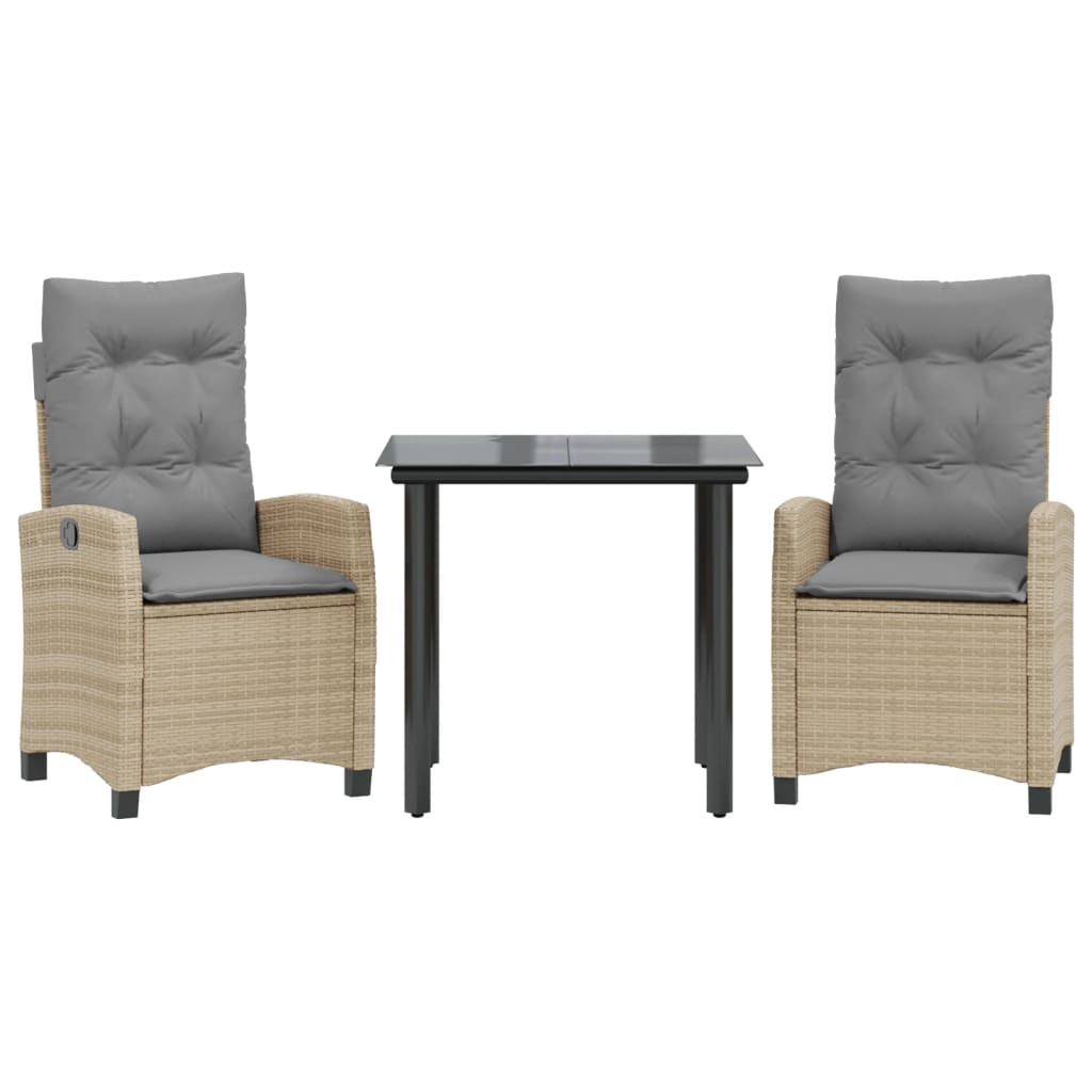 Set de masă pentru grădină, 3 piese, cu perne, bej, poliratan GartenMobel Dekor