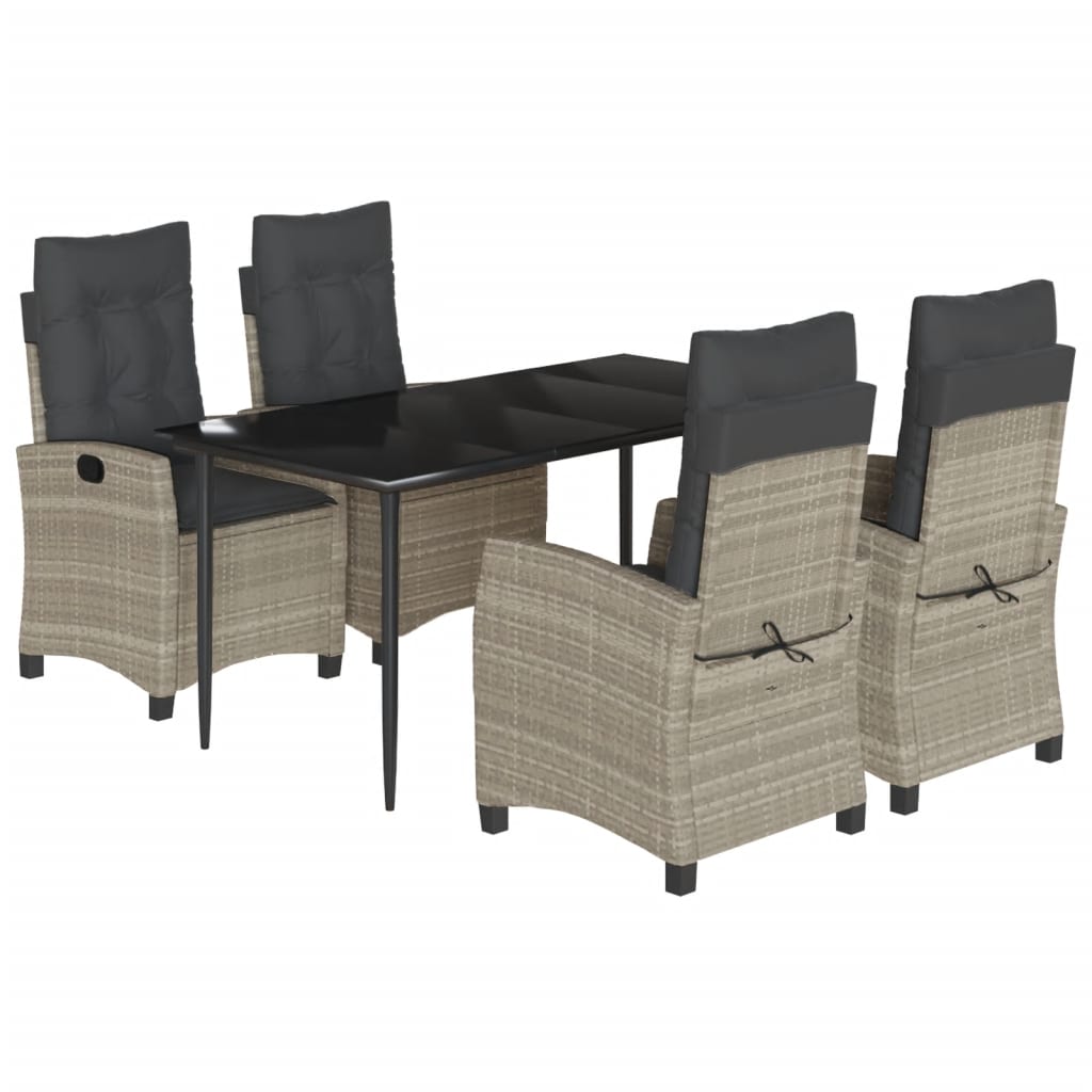 Set mobilier de grădină cu perne, 5 piese gri deschis poliratan GartenMobel Dekor