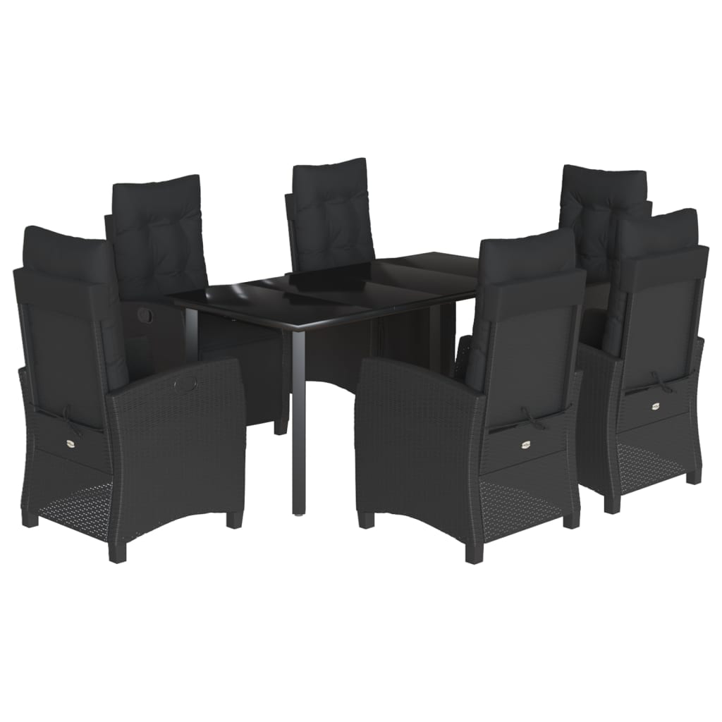 Set mobilier de grădină cu perne, 7 piese, negru, poliratan GartenMobel Dekor