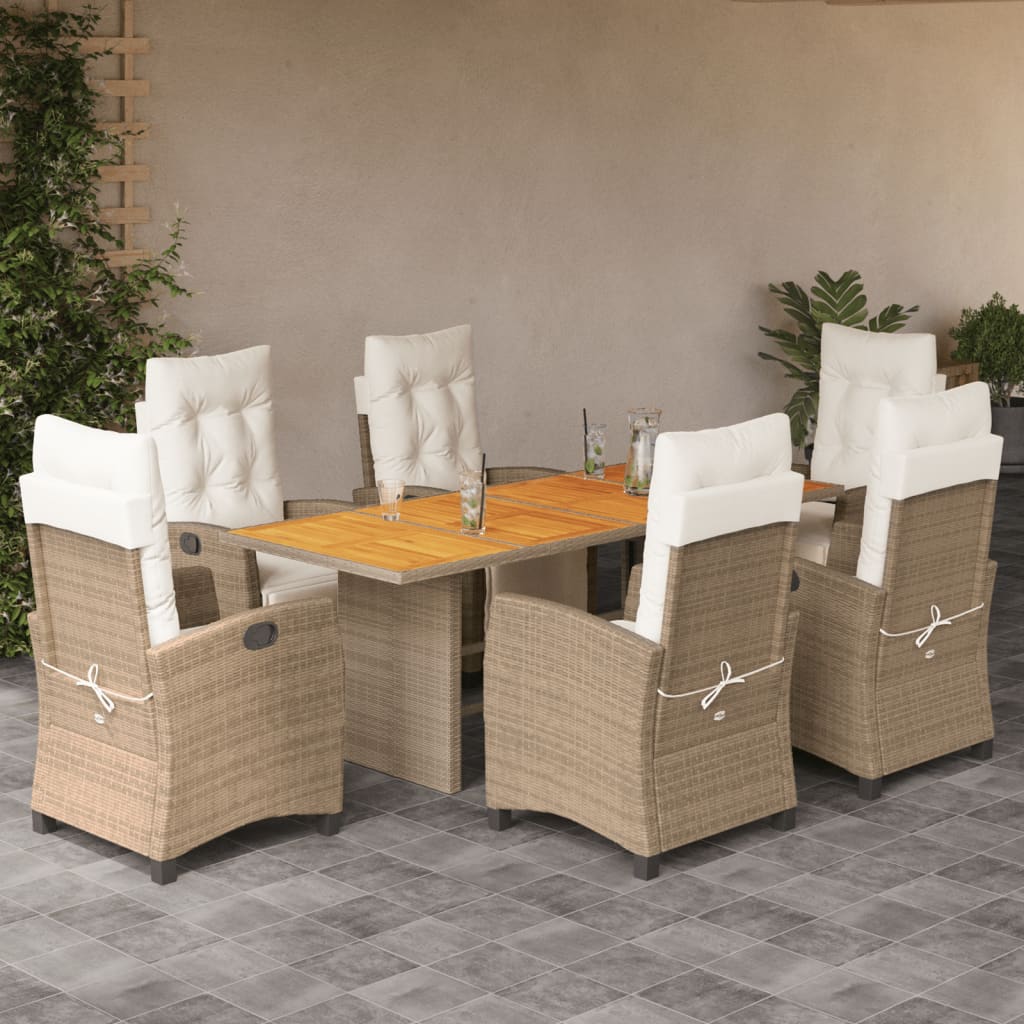 Set mobilier pentru grădină, 7 piese, cu perne, bej, poliratan GartenMobel Dekor