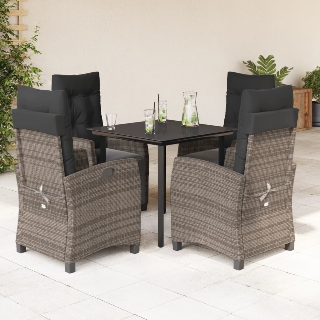 Set mobilier de grădină cu perne, 5 piese, gri, poliratan GartenMobel Dekor