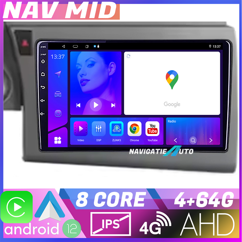 Navigatie Audi A6 C6 2004-2010 Octa Core EDOTEC-LITE Android Ecran 720P Octa Core 4+64 Carplay Android auto