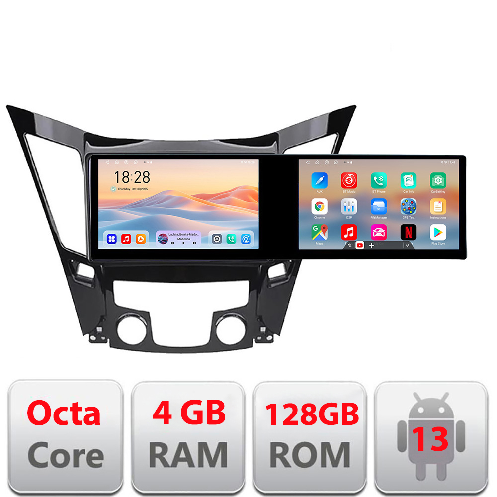 Navigatie Hyundai Sonata 2011-2015 Kit-259 Edotec 2 ecrane 8 core 4+128 21.6 inch Incell android Wifi 5Ghz gps internet