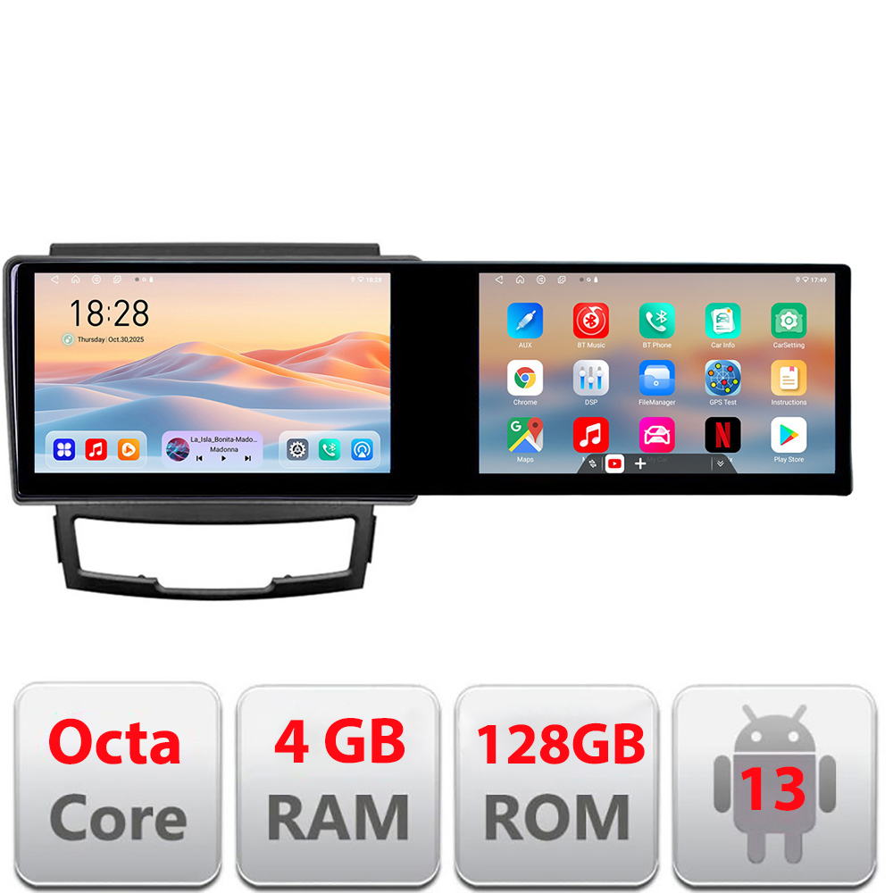Navigatie Ssangyong Korando 2011- 2013 Kit-159 Edotec 2 ecrane 8 core 4+128 21.6 inch Incell android Wifi 5Ghz gps internet