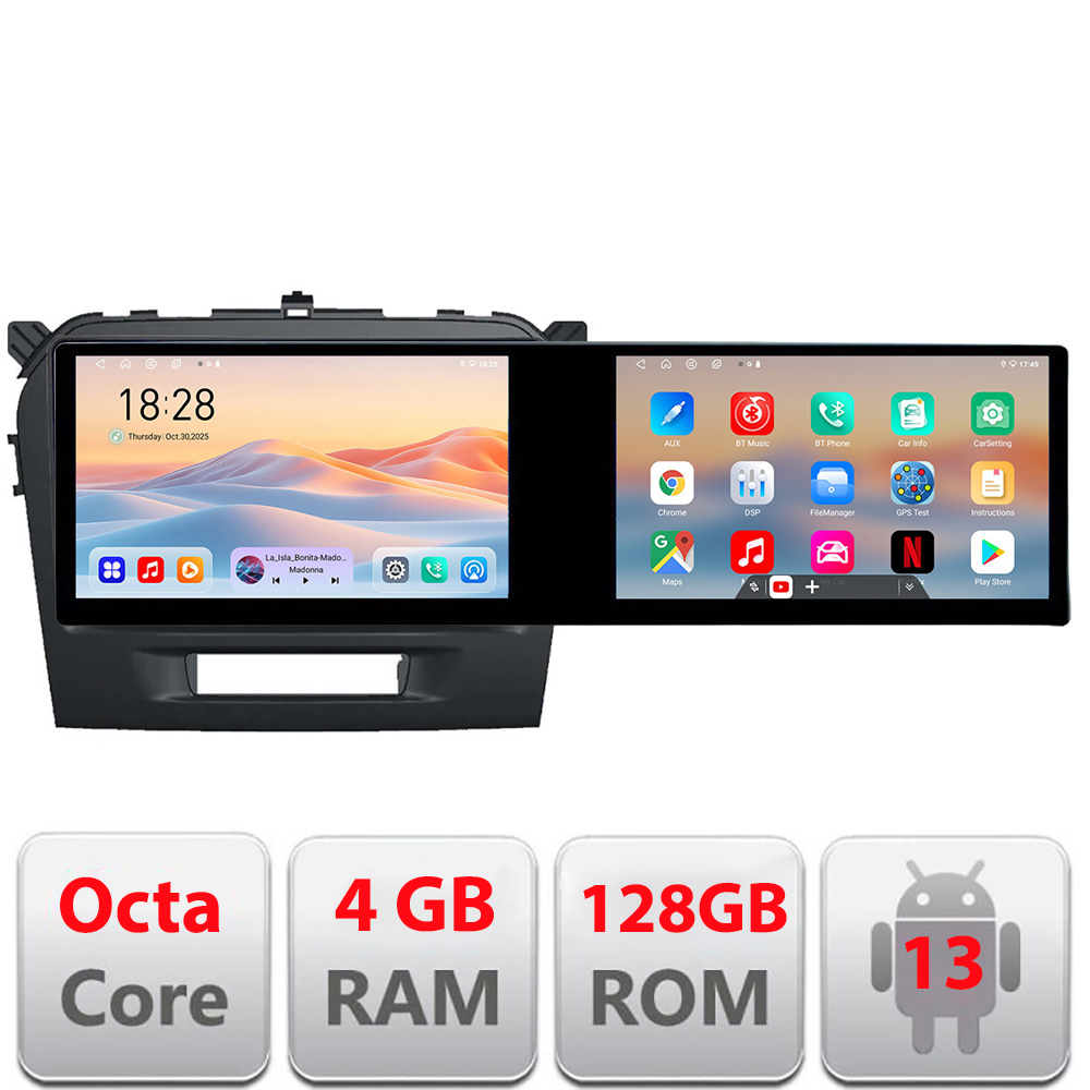 Navigatie Suzuki Grand Vitara 2016- Kit-2265 Edotec 2 ecrane 8 core 4+128 21.6 inch Incell android Wifi 5Ghz gps internet