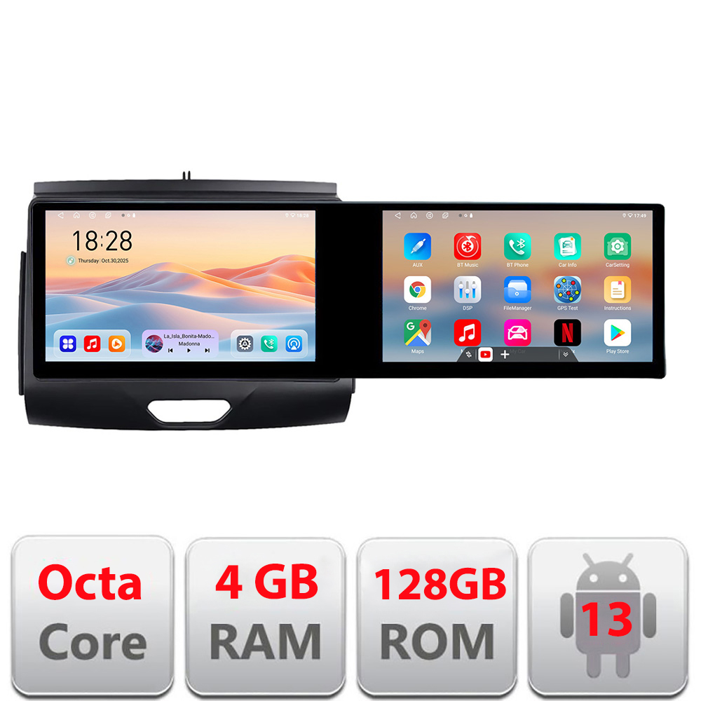 Navigație Android Ford Ranger 2015+ cu CD, 10.5 inch, 4GB RAM, 128GB