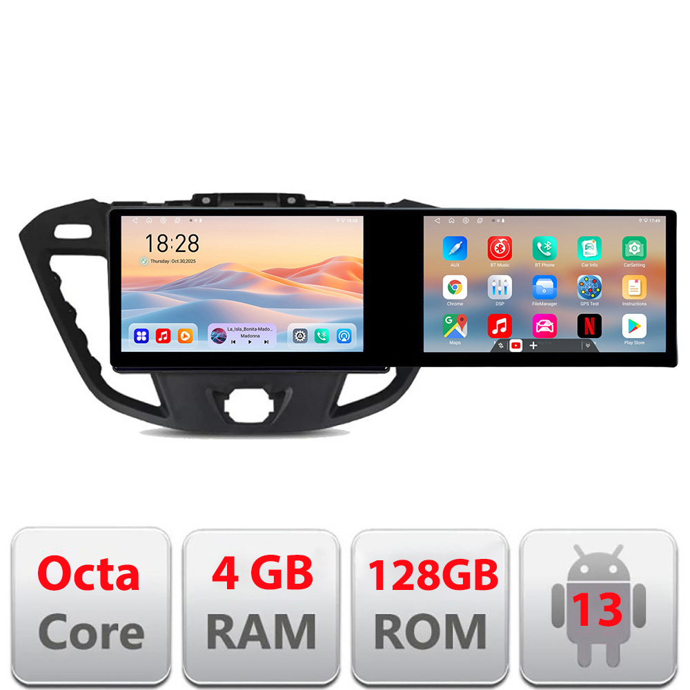 Navigatie Ford Transit Kit-845 Edotec 2 ecrane 8 core 4+128 21.6 inch Incell android Wifi 5Ghz gps internet