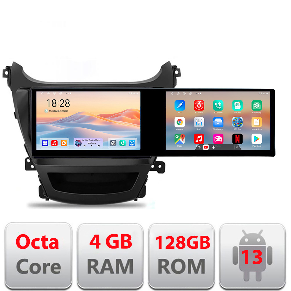 Navigatie Android Hyundai Elantra 2013-2015, 2 ecrane 21.6 inch, 4GB+128GB