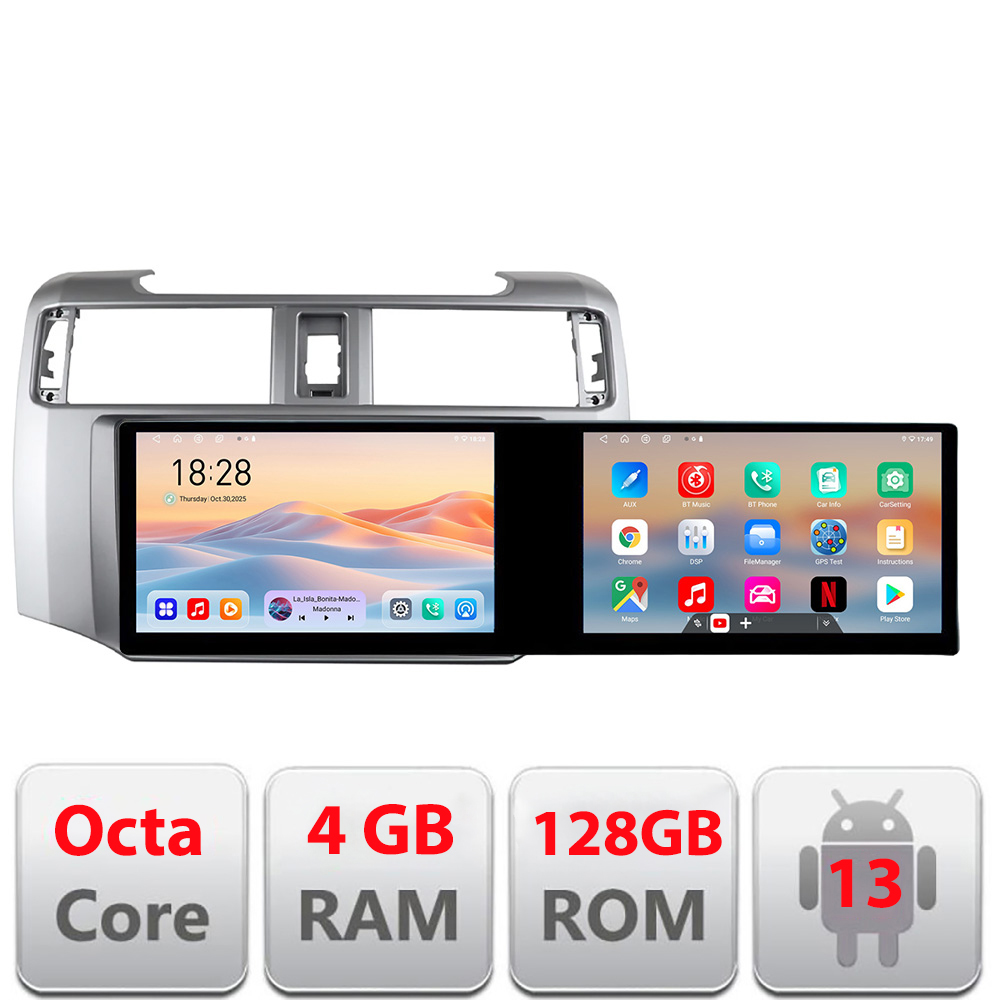 Navigatie Toyota 4runner 2009-2019 Edotec 2 ecrane 8 core 4+128 21.6 inch Incell android Wifi 5Ghz gps internet KIT-4runner