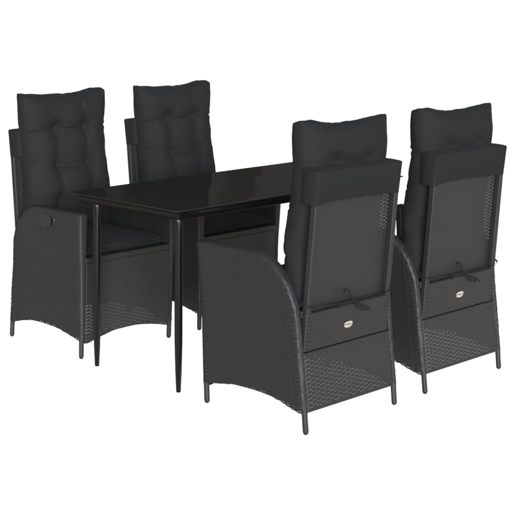 Set mobilier de grădină cu perne, 5 piese, negru, poliratan GartenMobel Dekor