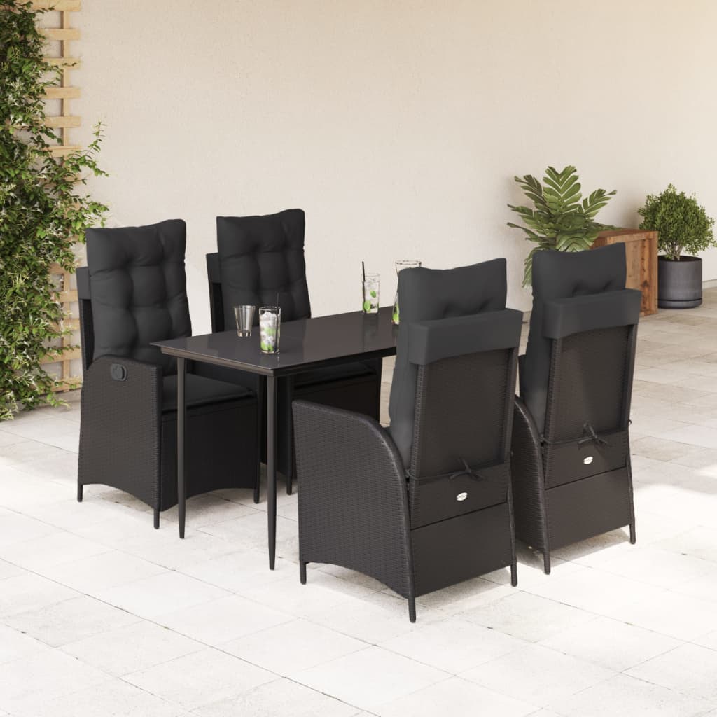 Set mobilier de grădină cu perne, 5 piese, negru, poliratan GartenMobel Dekor