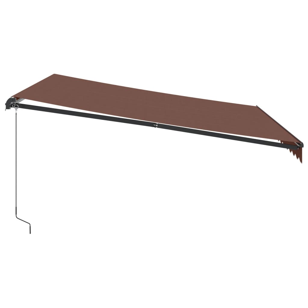 Copertina retractabilă manual cu LED-uri, maro, 400x350 cm GartenMobel Dekor
