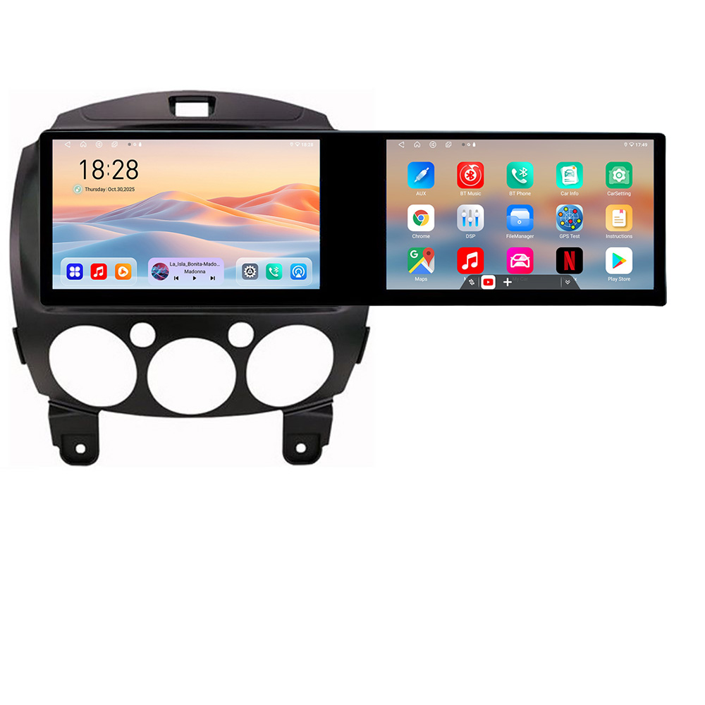 Navigatie Mazda 2 2007-2013 Edotec 2 ecrane 8 core 4+128 21.6 inch Incell android Wifi 5Ghz gps internet Kit-mazda2