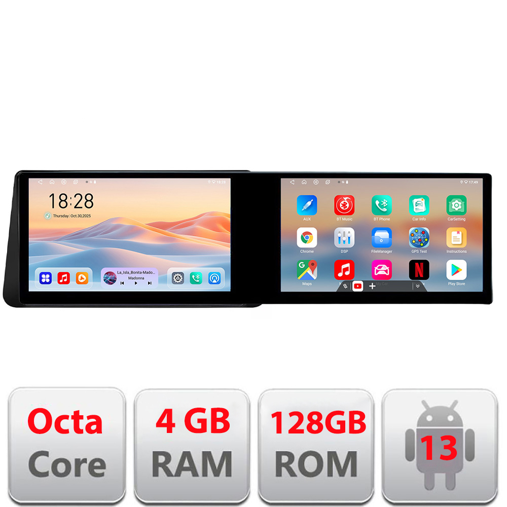 Navigatie Android Nissan Micra 2014-2024, 2 ecrane 21.6 inch, 4GB RAM, 128GB