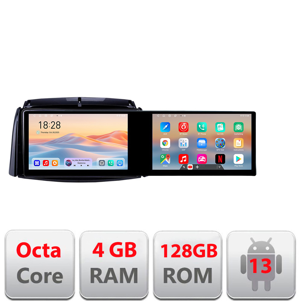 Navigatie Renault Koleos 2009-2016 cu 2 ecrane, 4GB RAM, 128GB, Android