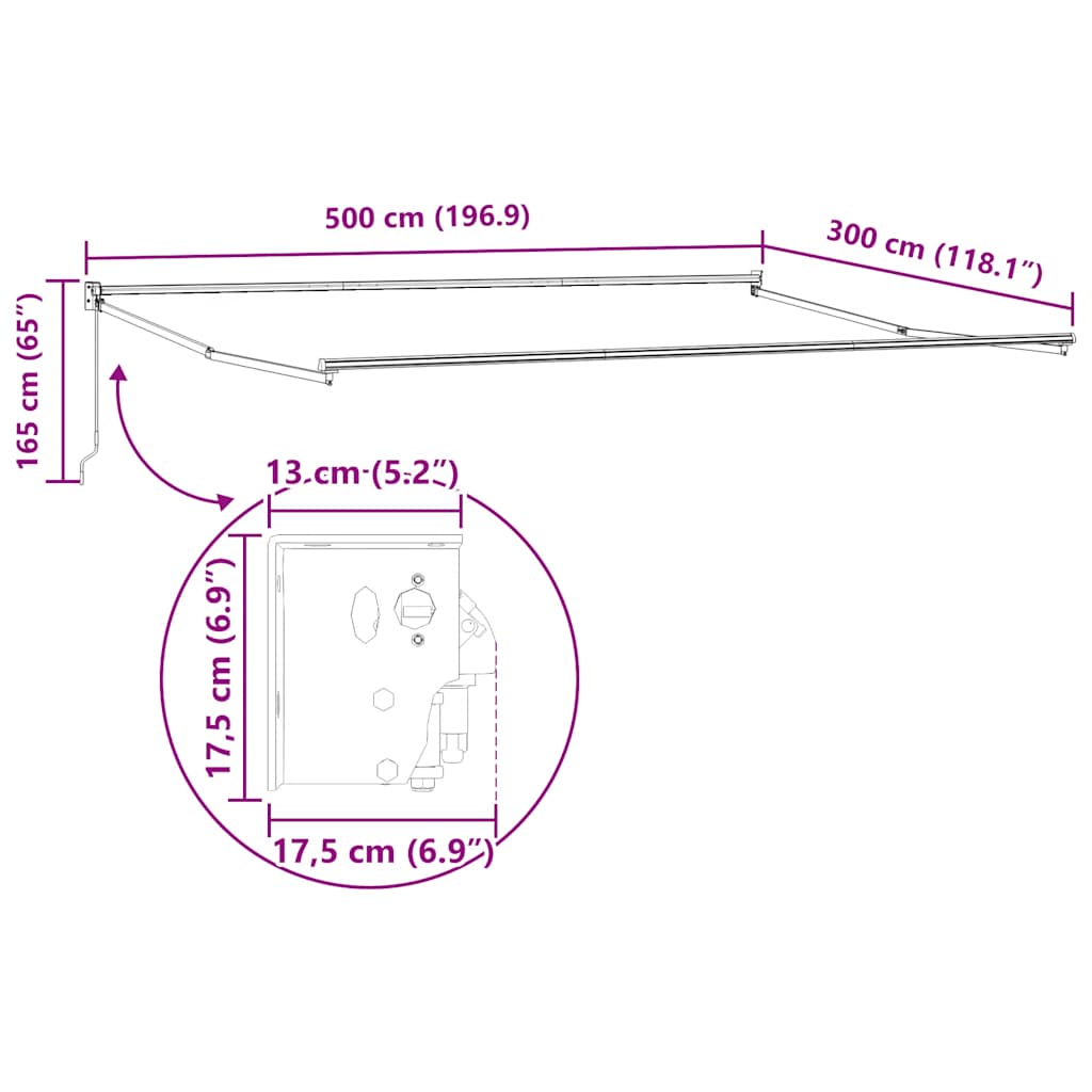Copertină retractabilă manual, maro, 500x300 cm GartenMobel Dekor