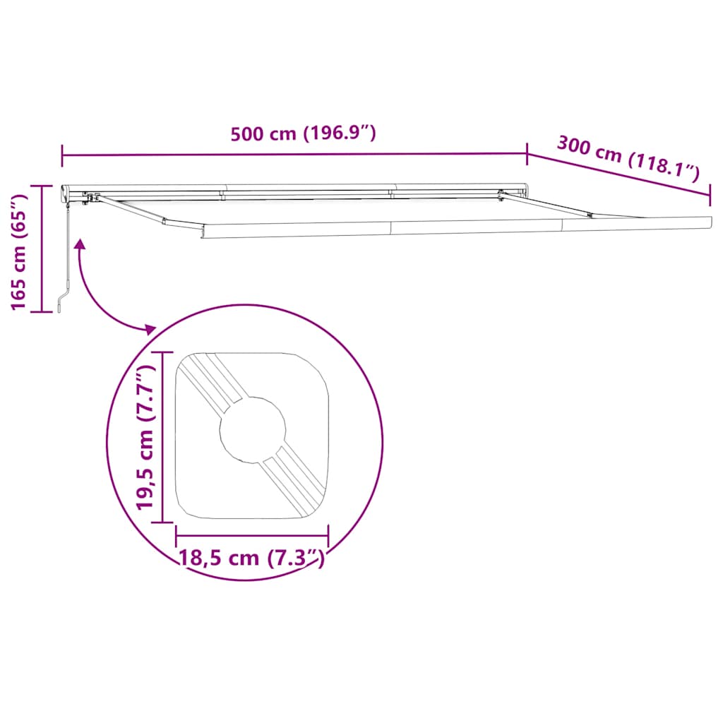 Copertină retractabilă manual, maro, 500x300 cm GartenMobel Dekor
