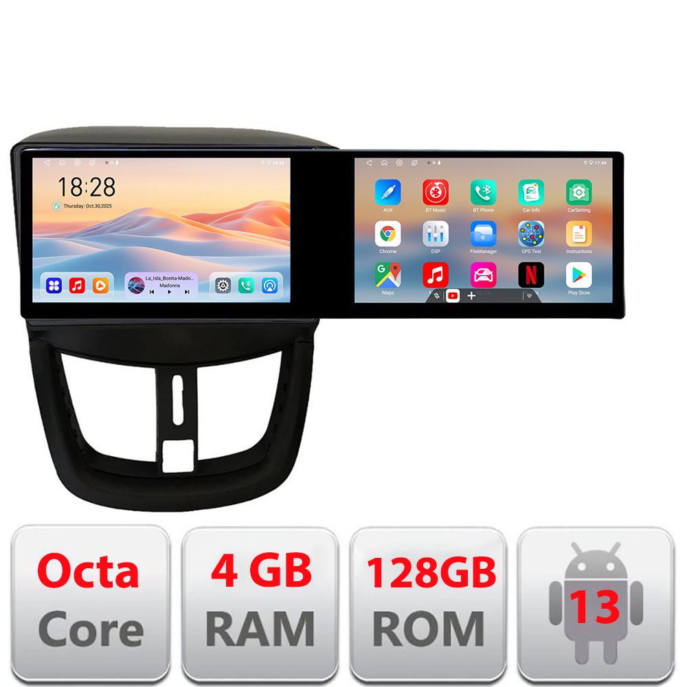Navigatie Peugeot 207 Kit-PE01 Edotec 2 ecrane 8 core 4+128 21.6 inch Incell android Wifi 5Ghz gps internet