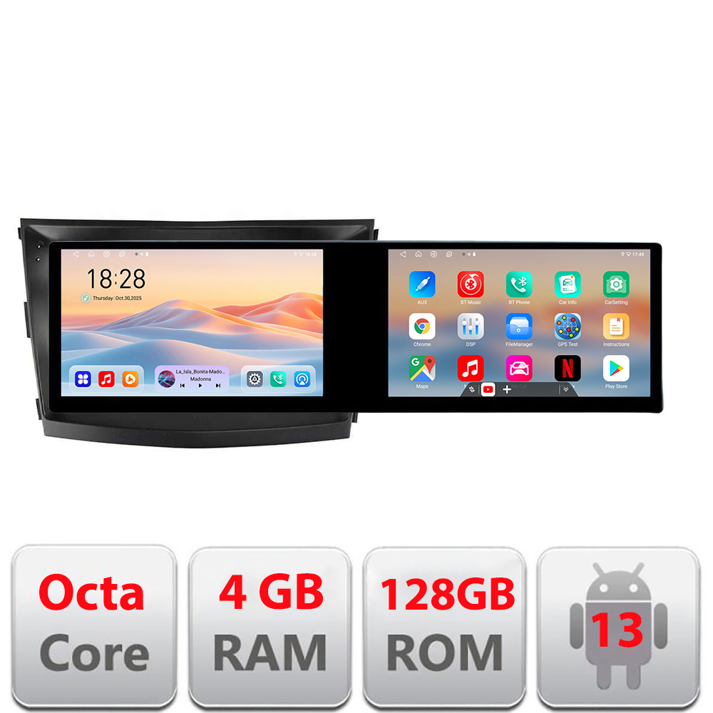 Navigatie SsangYong Tivoli 2015-2019 Edotec 2 ecrane 8 core 4+128 21.6 inch Incell android Wifi 5Ghz gps internet Kit-tivoli2015